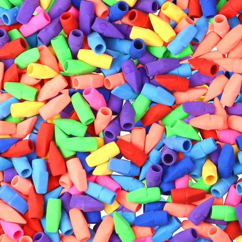 PRALB 400pcs Pencil Top Eraser Bulk Caps for Pencils,Chisel Shape Erasers Toppers for Party Favors Games Prizes, Pencil Top Erasers Cap for Home School Classroom Office - Image 1